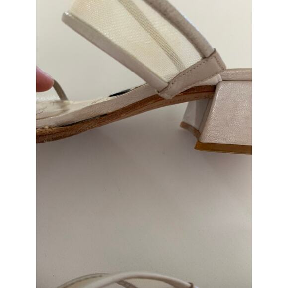 COPY - Stuart Weitzman Cream Mesh Strappy Block Heels SZ 5 - Picture 8 of 11